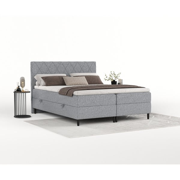 Sivá boxspring posteľ s úložným priestorom 180x200 cm Gwen – Maison de Rêve-image-2