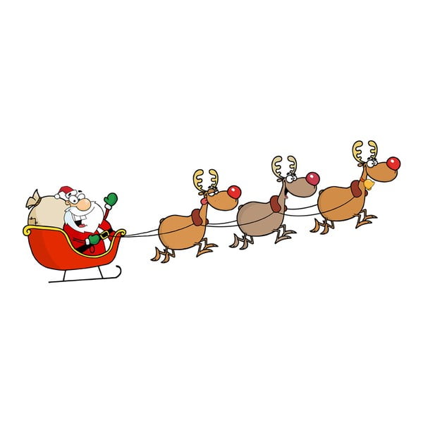 Vianočná samolepka Ambiance Santa Claus and Reindeer
