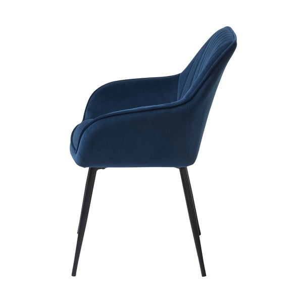 Tmavomodré čalúnené jedálenské kreslá v súprave s podrúčkami 2 ks Nolan Stripe – Unique Furniture-image-3