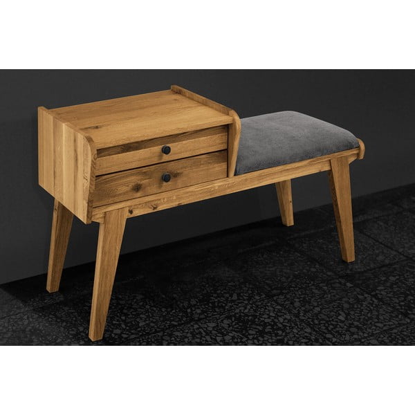 Lavica so zásuvkami z dubového dreva so svetlosivým sedákom Retro - The Beds-image-3