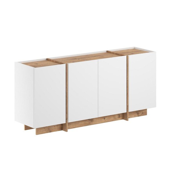 Biela komoda v dekore borovice s otvorom pre káble 180x80x45 cm Dorma – Kalune Design
