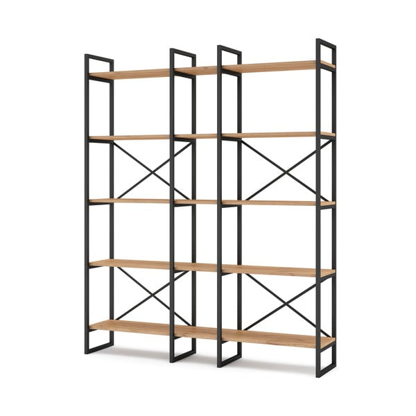 Čierny/prírodný regál v dekore duba 144x175 cm Dusan – Marckeric-image-2