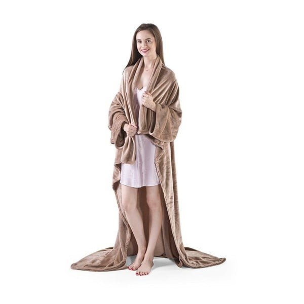 Béžová televízna deka z mikrovlákna DecoKing Lazy, 200 × 170 cm