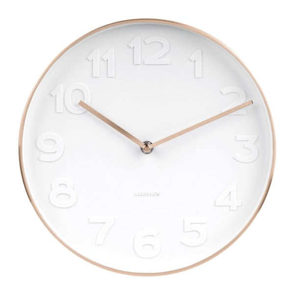 Nástenné hodiny s detailmi v medenej farbe Karlsson Mr. White, ⌀ 28 cm