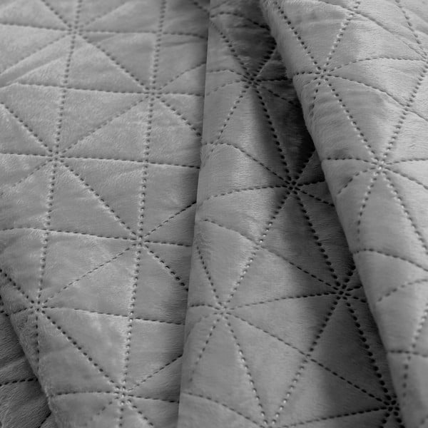 Svetlosivý zamatový prešívaný pléd 260x280 cm Laila – AmeliaHome-image-3