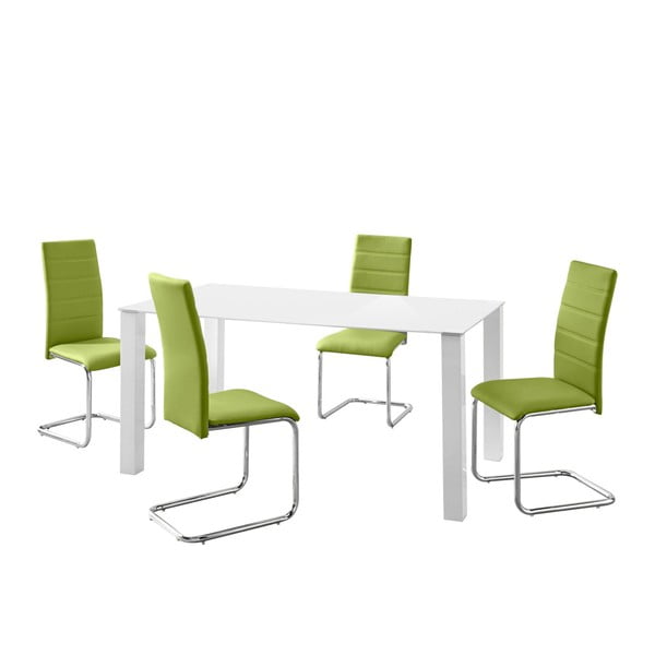 Sada stola a 4 zelených stoličiek Støraa Naral
