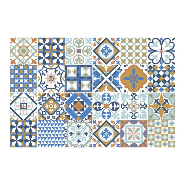 Súprava 24 nástenných samolepiek Ambiance Azulejos Ornaments Mosaic, 10 × 10 cm-image-2