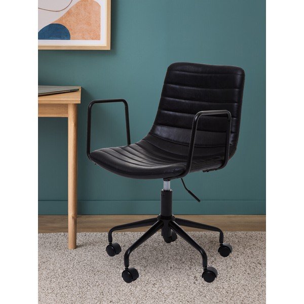 Čierna kancelárska stolička z imitácie kože Forbes – Premier Housewares-image-3