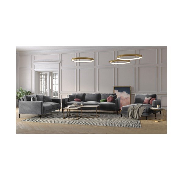 Sivá zamatová pohovka Kooko Home Harmony, 158 cm-image-4