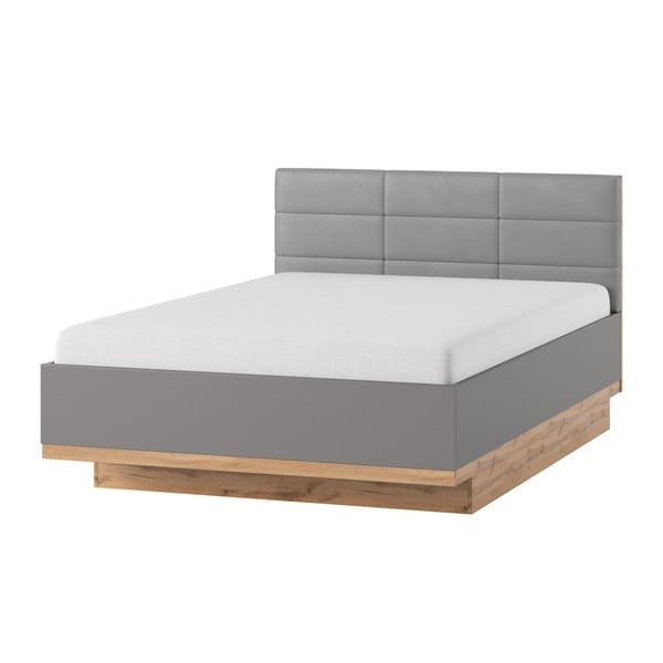 Sivá dvojlôžková posteľ Szynaka Meble Livorno, 160 x 200 cm