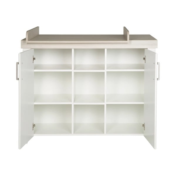 Biela nízka detská komoda v dekore brestu s prebaľovacím pultom 120x98 cm Felicia – Roba-image-3