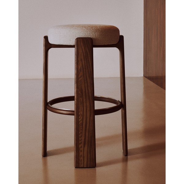 Béžová/v tmavo prírodnej farbe barová stolička z jaseňového dreva (výška sedadla 75 cm) Granite – Kave Home-image-1