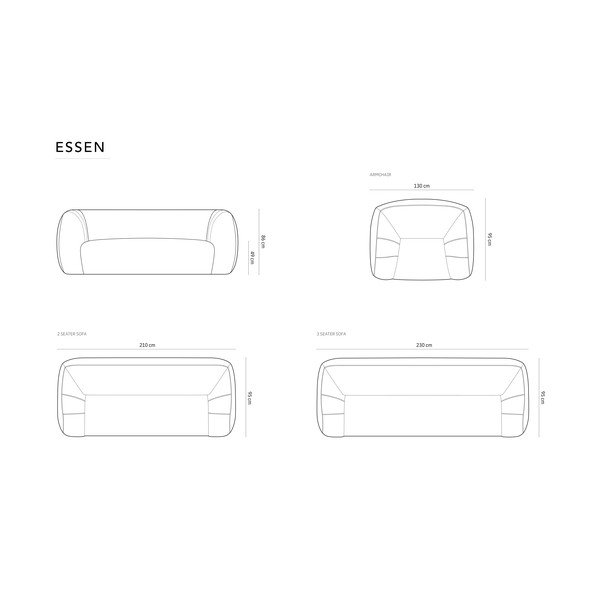 Svetloružová pohovka z textílie buklé 230 cm Essen – Cosmopolitan Design-image-4