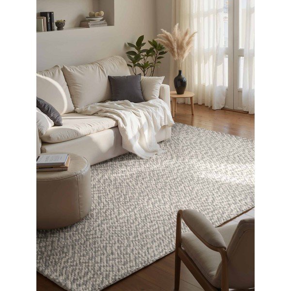 Svetlosivý/krémový ručne tkaný vlnený koberec 140x200 cm Lyon Beans – Elle Decoration-image-1