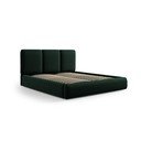 Tmavozelená zamatová čalúnená dvojlôžková posteľ s úložným priestorom s roštom 180x200 cm Brody – Mazzini Beds