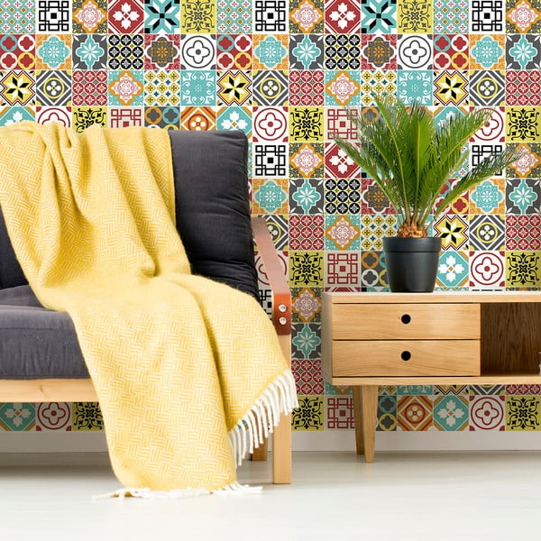 Súprava 24 samolepiek na stenu Ambiance Montecito, 15 x 15 cm-image-4