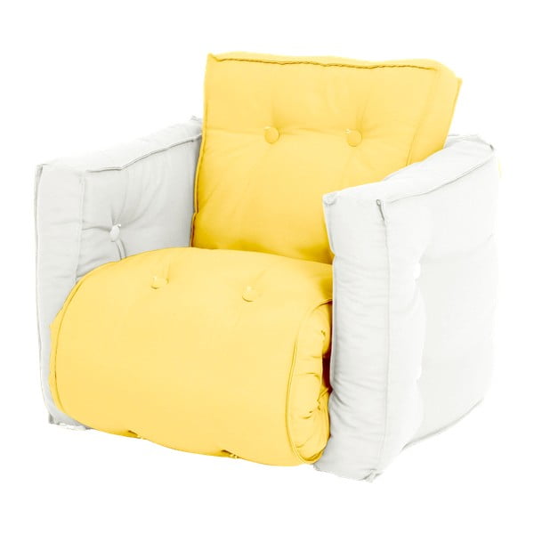 Žlté detské rozkladacie kresielko s prírodnou konštrukciou Karup Mini Dice