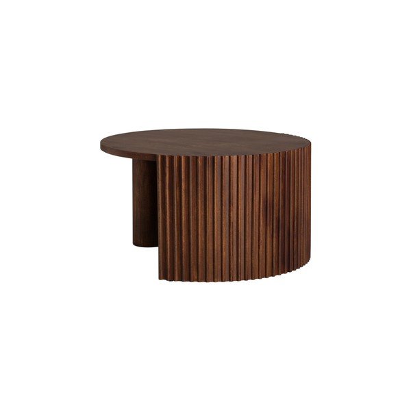 Okrúhly konferenčný stolík s doskou z mangového dreva v tmavo prírodnej farbe ø 80 cm Bisselina – Ellos Home-image-3