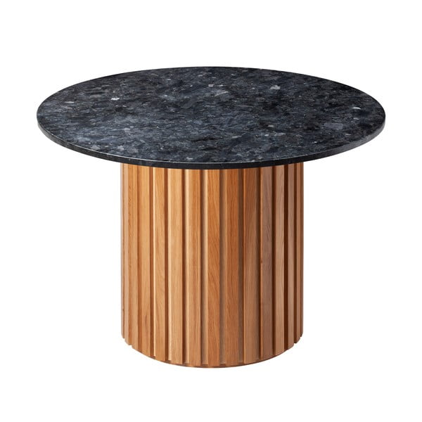 Čierny žulový jedálenský stôl s podnožím z dubového dreva RGE Moon, ⌀ 105 cm