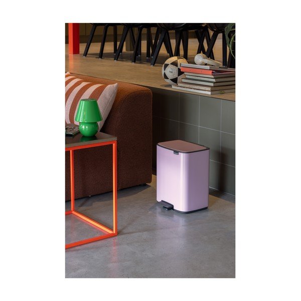 Ružový pedálový oceľový odpadkový kôš 12 l Bo – Brabantia-image-1