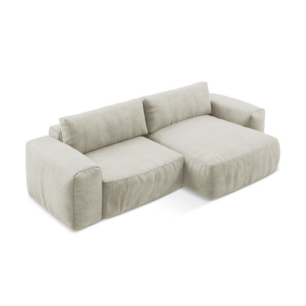 Béžová ženilková rozkladacia rohová pohovka (pravý roh/s leňoškou) Kuki – Makamii-image-3