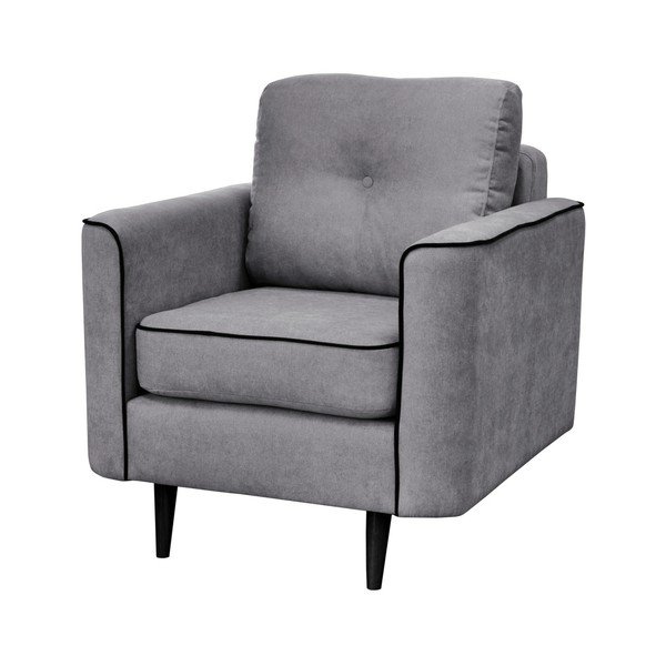 Sivé kreslo Mazzini Sofas Wasp, čierne nohy-image-2
