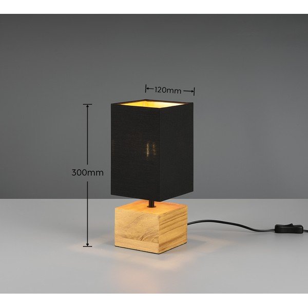 Stolová lampa s textilným tienidlom v čierno-prírodnej farbe (výška 30 cm) Woody – Reality-image-3