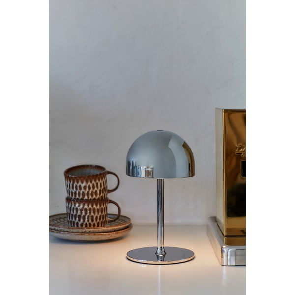 LED stolová lampa na diaľkové ovládanie v striebornej farbe s kovovým tienidlom (výška 22 cm) Tim – Sirius-image-4