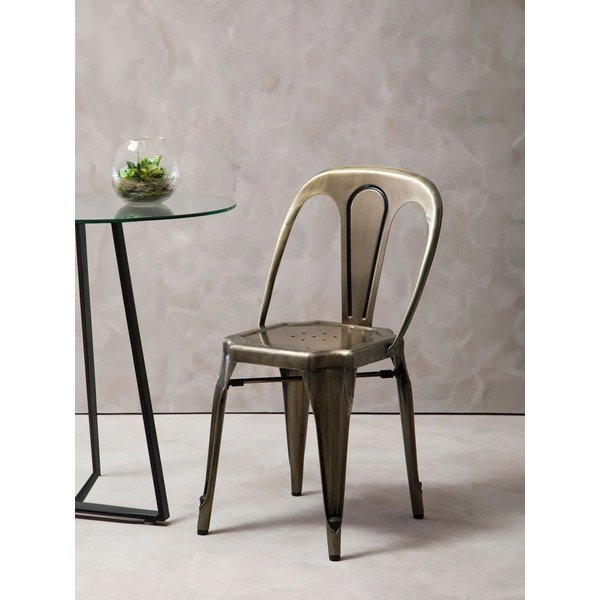 Kovová jedálenská stolička v mosadznej farbe Grange – Premier Housewares-image-1
