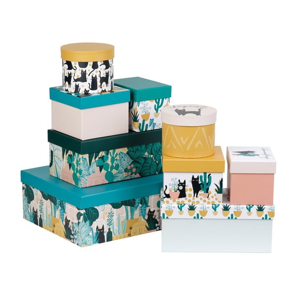 Dekoratívne kartónové úložné boxy s vekom v súprave 9 ks Chamouflage - Jardin d'Ulysse