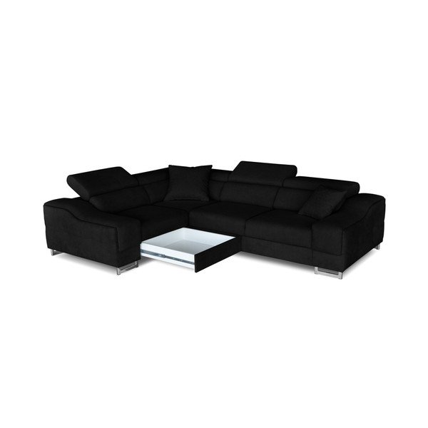Čierna rohová rozkladacia pohovka Windsor & Co. Sofas Kappa, ľavý roh-image-4