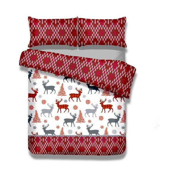 Flanelové posteľné obliečky AmeliaHome Winter Reindeer, 140 × 200 cm