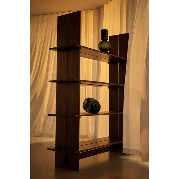 Regál z borovicového dreva v tmavo prírodnej farbe 140x180x40 cm Tottori – Jotex-image-3