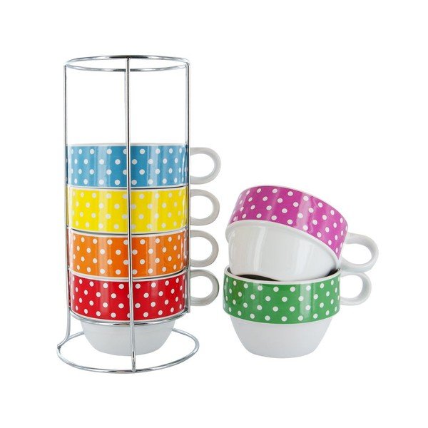 Sada 6 hrnčekov so stojanom Café Latte Mini Dots-image-1