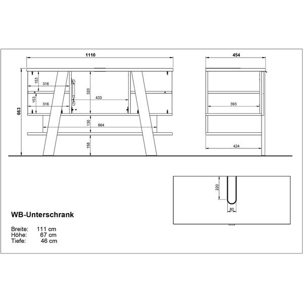 Tmavosivá skrinka pod umývadlo v dekore duba 111x67 cm Avellino - Germania-image-4