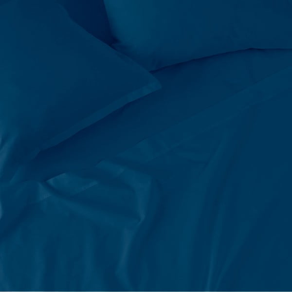 Tmavomodrá elastická plachta z čistej bavlny Happy Friday Basic, 90 x 200 cm-image-2