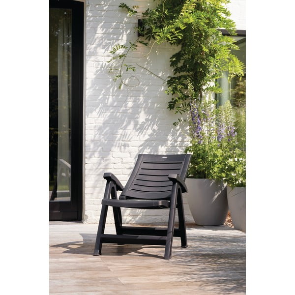 Tmavosivá plastová záhradná stolička Aruba – Keter-image-2