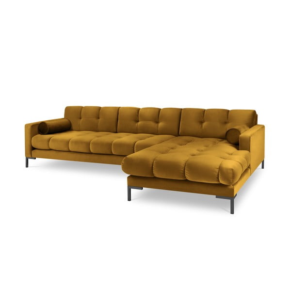 Žltá zamatová rohová pohovka Cosmopolitan Design Bali, pravý roh-image-2