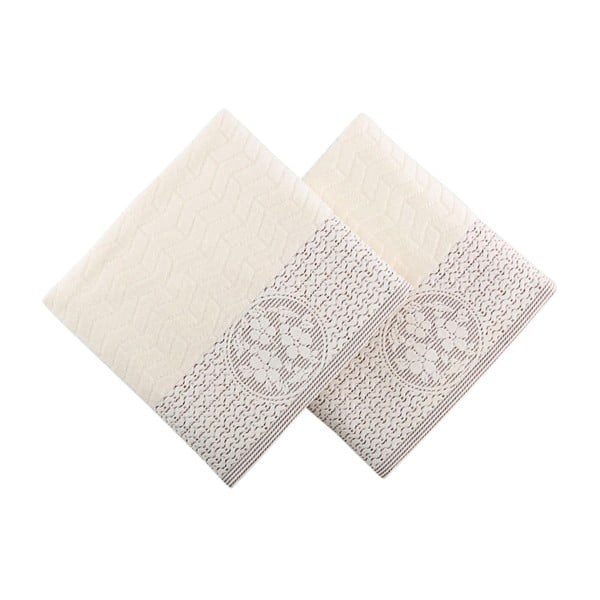 Sada 2 uterákov s hnedým detailom Amada, 50 × 90 cm