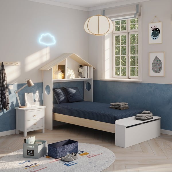 Biely detský nočný stolík z borovicového dreva Max - Marckeric-image-1