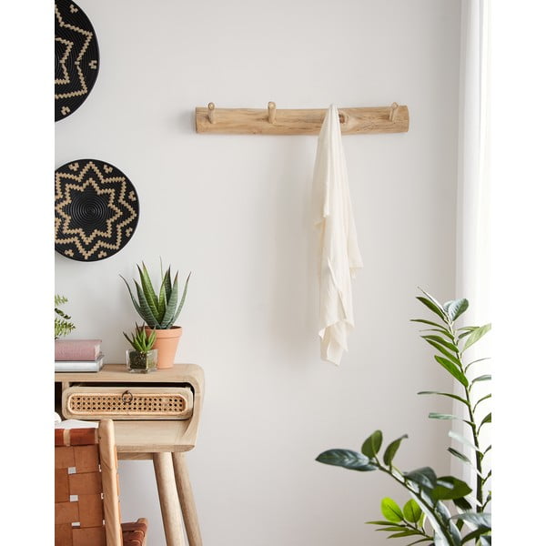 Nástenný vešiak z tíkového dreva v prírodnej farbe 63 cm Gaillech – Kave Home-image-1
