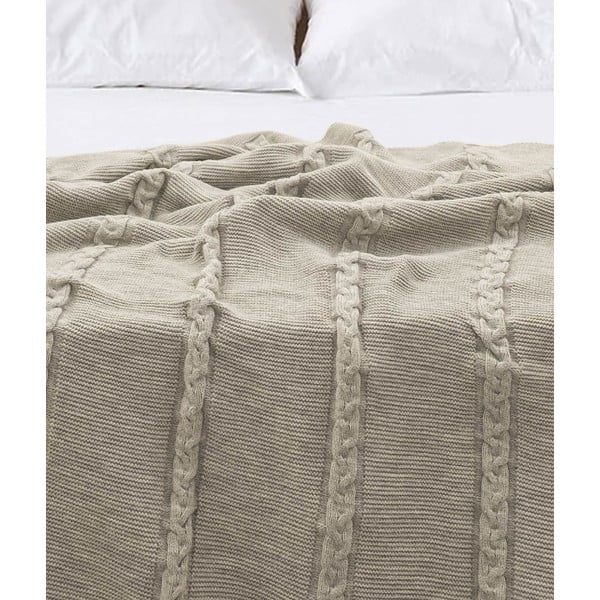 Béžová bavlnená prikrývka na jednolôžko 150x200 cm Trenza - Oyo Concept