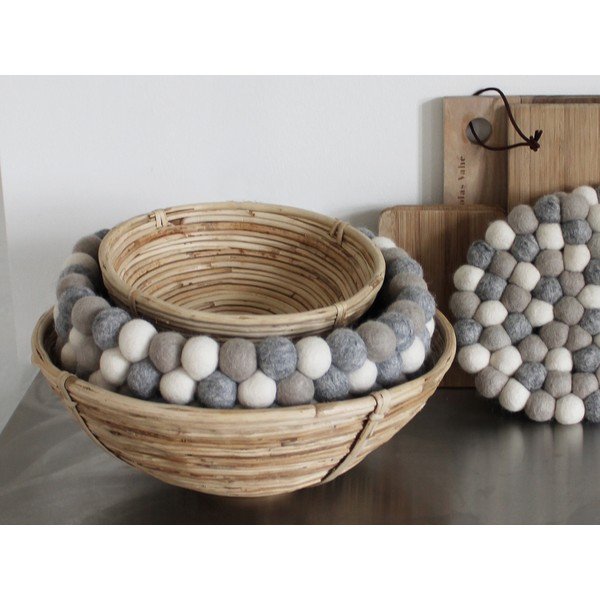 Svetlo sivo-biely guľôčkový vlnený úložný košík Wooldot Ball Basket, ⌀ 28 cm-image-2