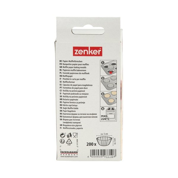Súprava 200 bielych papierových košíkov na pečenie Zenker Muffin, ø 5 cm-image-2
