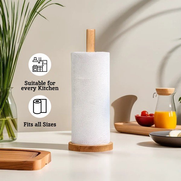 Drevený stojan na papierové utierky v prírodnej farbe ø 12 cm Soka – Premier Housewares-image-1