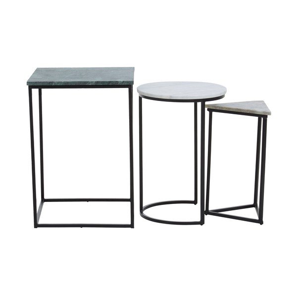 Odkladacie stolíky v súprave 3 ks s mramorovou doskou 40x40 cm Mandoli – Premier Housewares