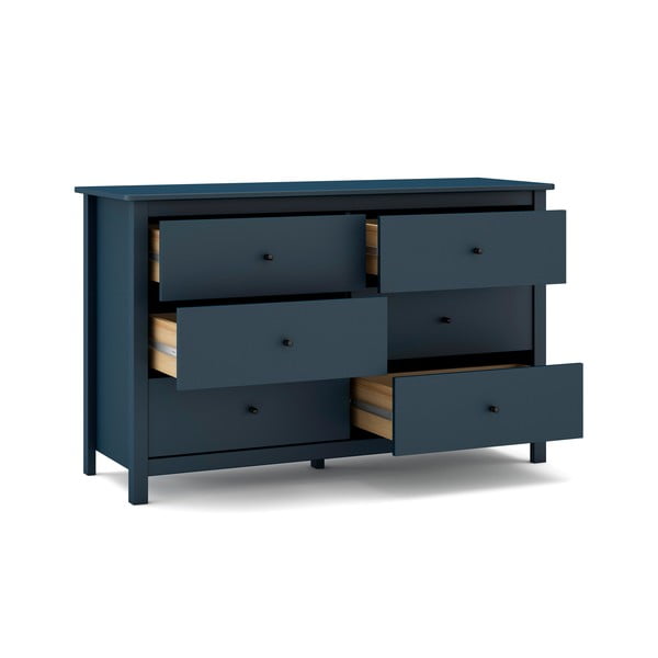 Tmavomodrá nízka komoda z borovicového dreva 130x80 cm Misti - Marckeric-image-1
