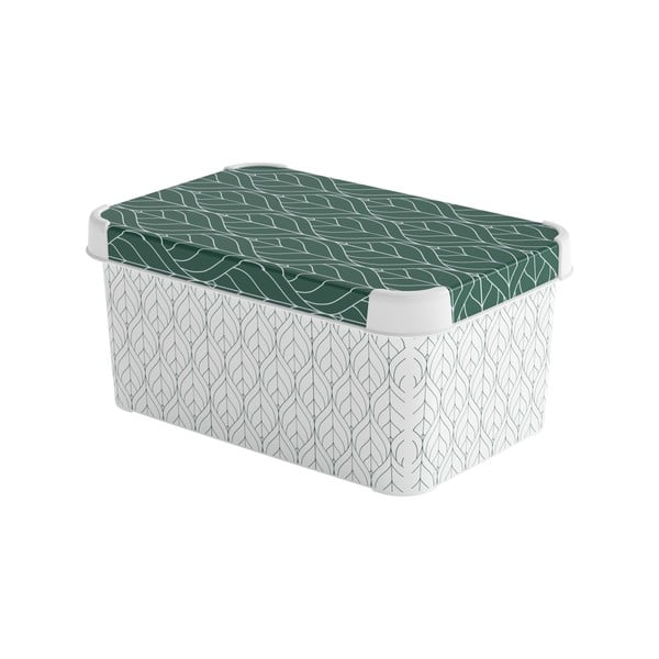 Biely/zelený plastový úložný box s vekom 29,5x19,5x13,5 cm S – Curver