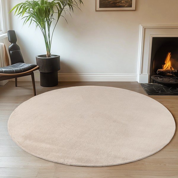 Krémovobiely prateľný okrúhly koberec ø 120 cm Joy – Ayyildiz Carpets-image-1