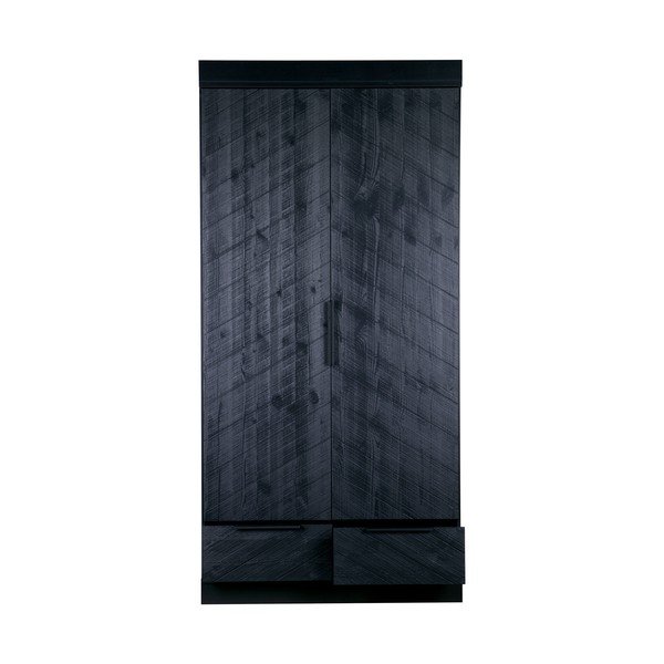 Čierna drevená skriňa WOOOD Herringbone, výška 195 cm-image-3